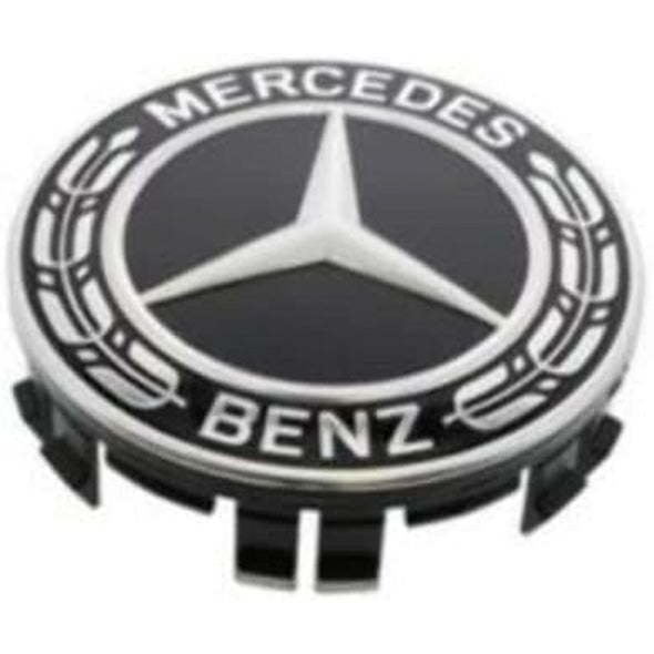 Mercedes-Benz Black Classic Logo Wheel Center Cap, Genuine MB Parts